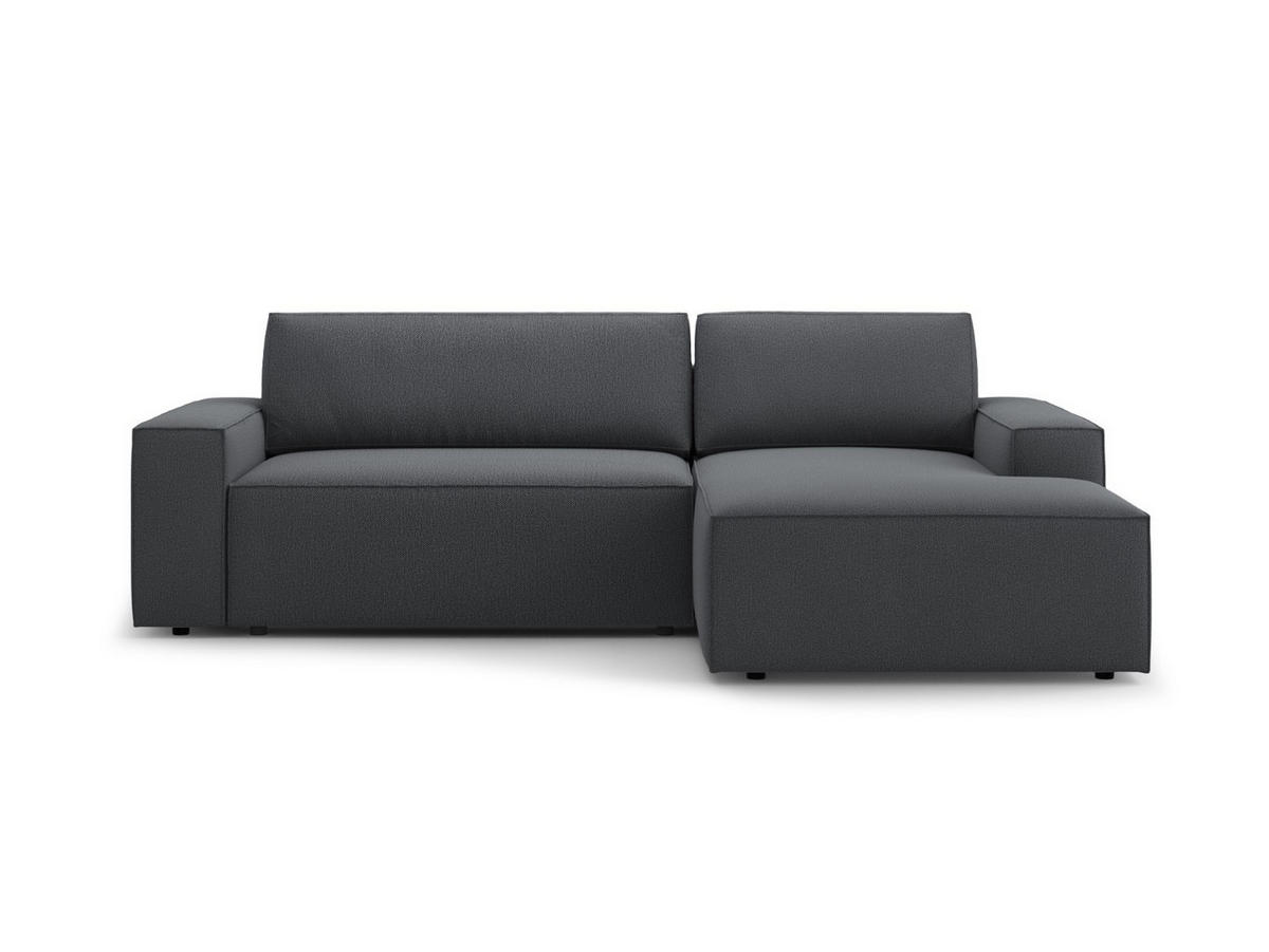 AUSKLAPPBARES-ECKSOFA rechts mit Container Jodie aus strukturiertem Stoff dunkelgrau 3 Sitzplätze - Dunkelgrau, Textil (246/151cm) - Micadoni