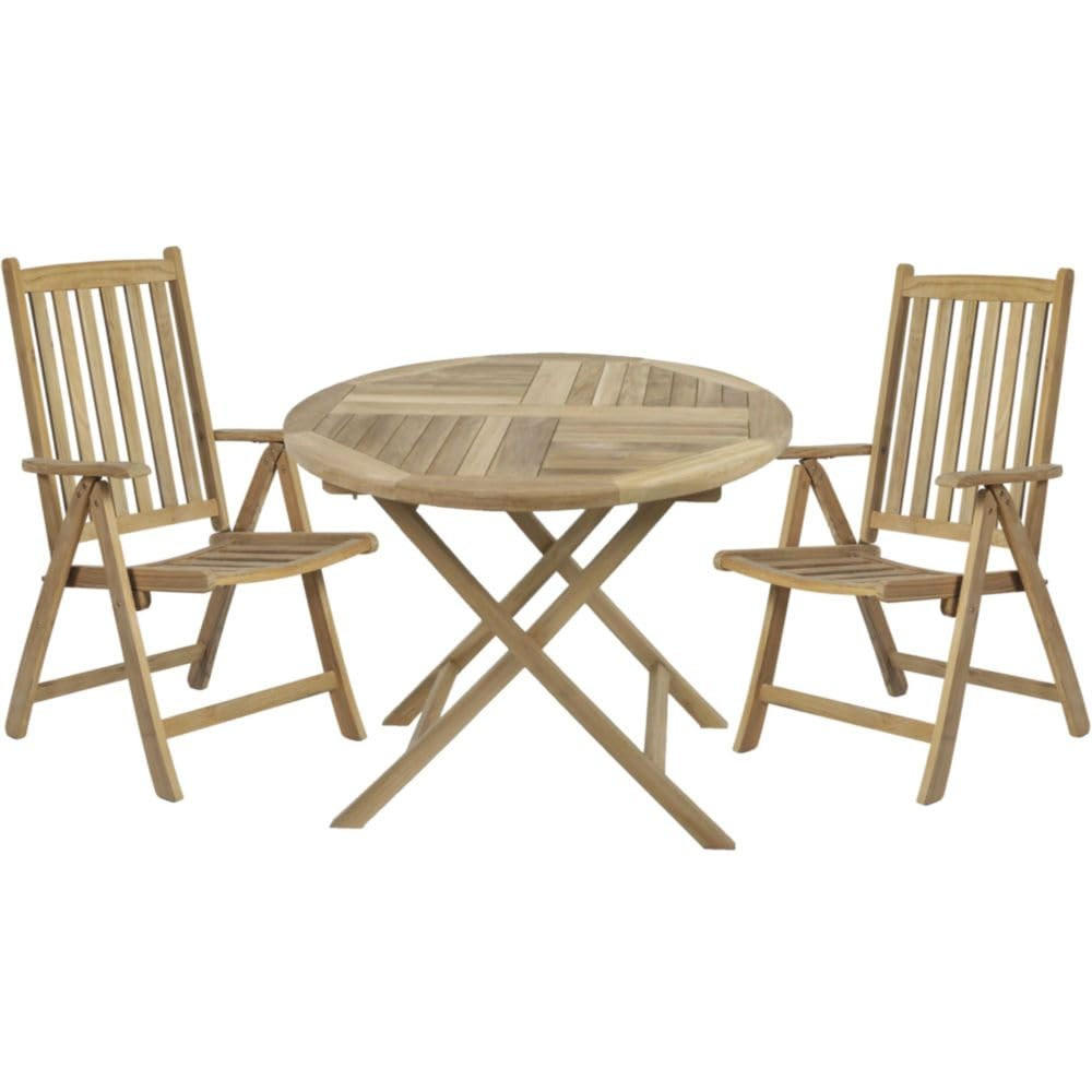 BALKONMÖBEL-SET Milos 3-teilig Gartenmöbel-Set - Teakfarben, Holz - DELUKE