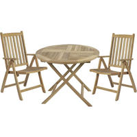 BALKONMÖBEL-SET Milos 3-teilig Gartenmöbel-Set - Teakfarben, Holz - DELUKE