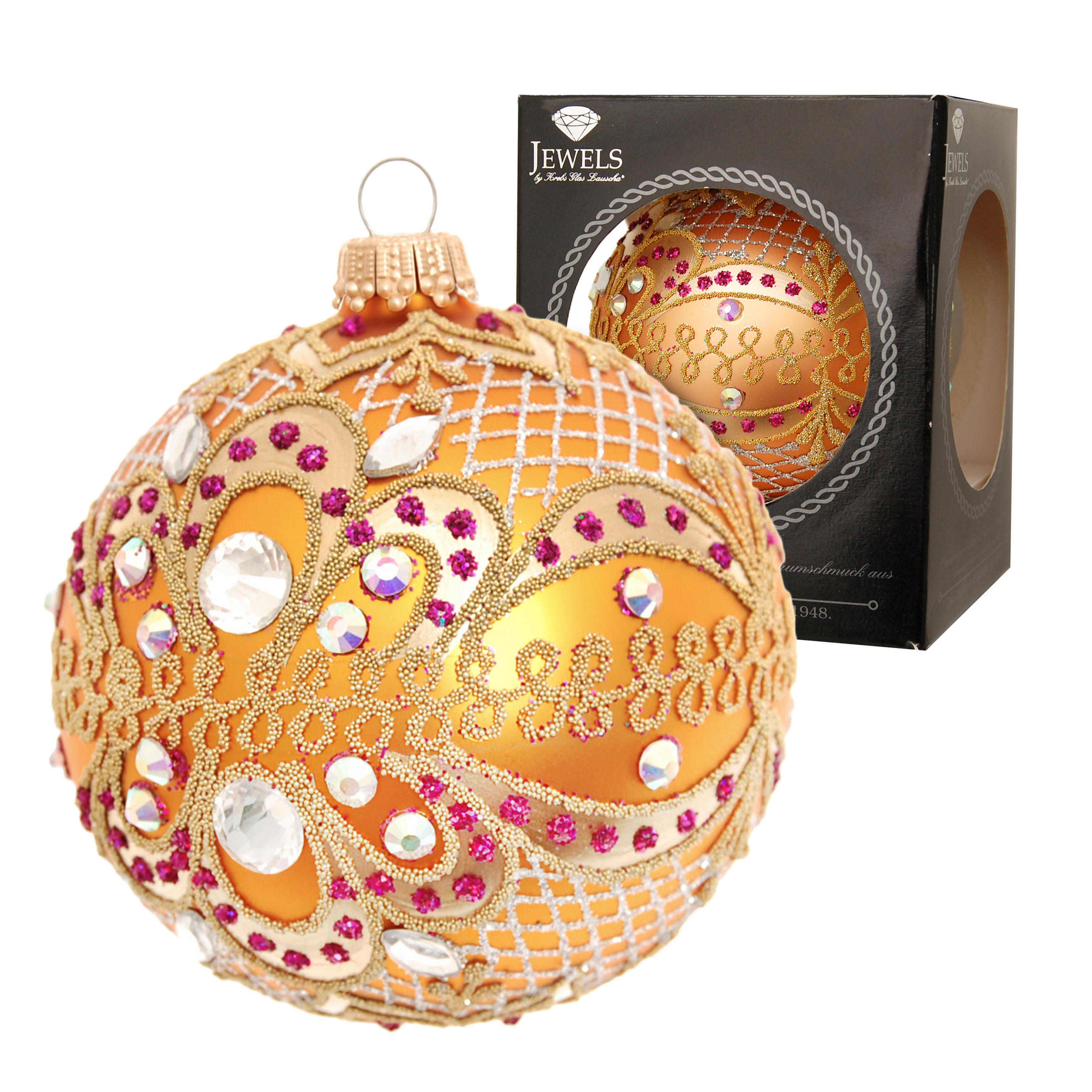 Krebs Glas Lauscha Christbaumkugel Gold 8x8x8 cm