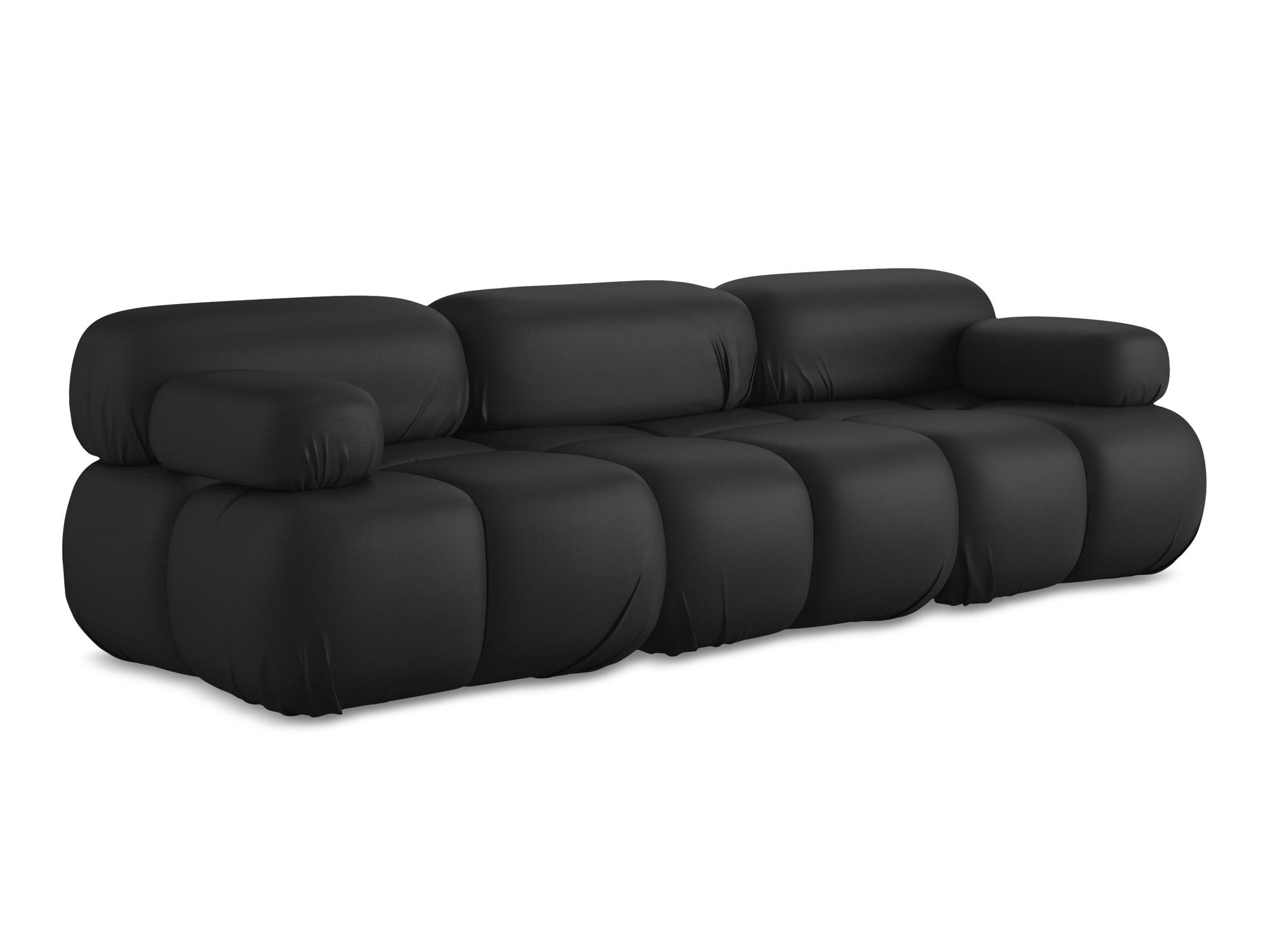 3-SITZER SOFA Kunstleder Schwarz - Schwarz/Grau, Leder/Kunststoff (285/70/96cm) - Makamii