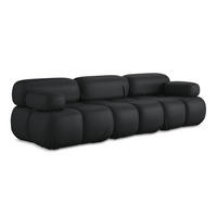 3-SITZER SOFA Kunstleder Schwarz - Schwarz/Grau, Leder/Kunststoff (285/70/96cm) - Makamii