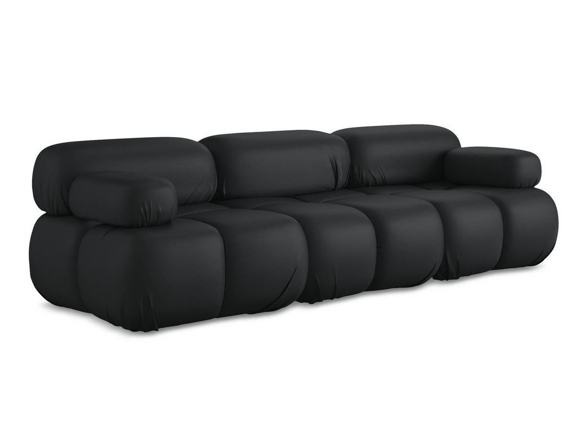 3-SITZER SOFA Kunstleder Schwarz - Schwarz/Grau, Leder/Kunststoff (285/70/96cm) - Makamii