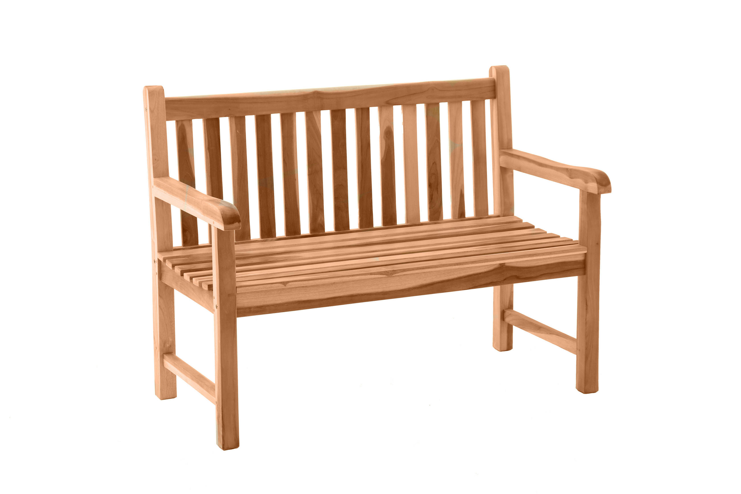 GARTENBANK Teaka 2-Sitzer mit Rücken- und Armlehne, 120 cm,Teakholz - Naturfarben, Holz (120/92/63cm) - TPFGarden