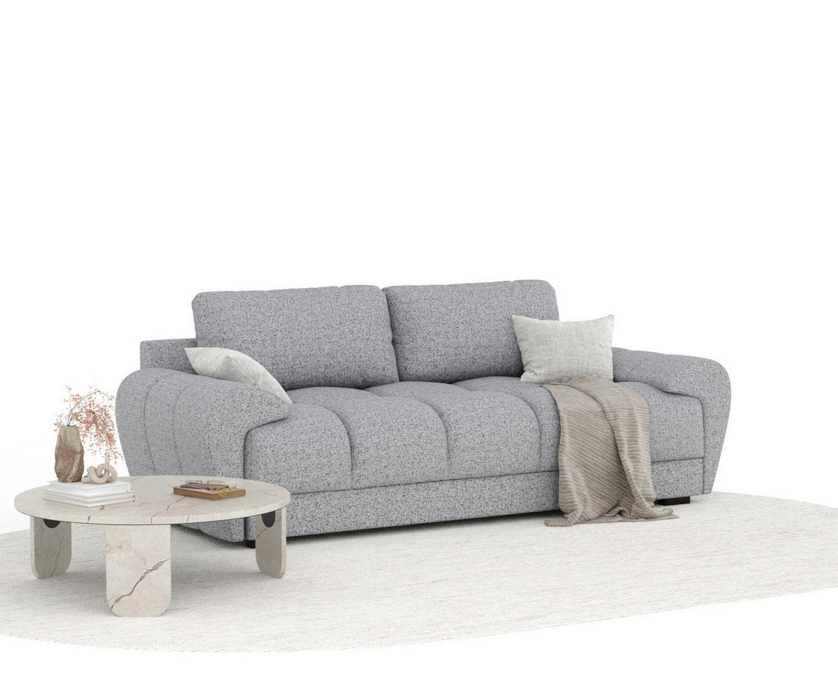 3-SITZER SOFA Peebles Grau Webstoff - Schwarz/Grau, Holz/Holzwerkstoff (244/90/101cm) - Maison de Reve