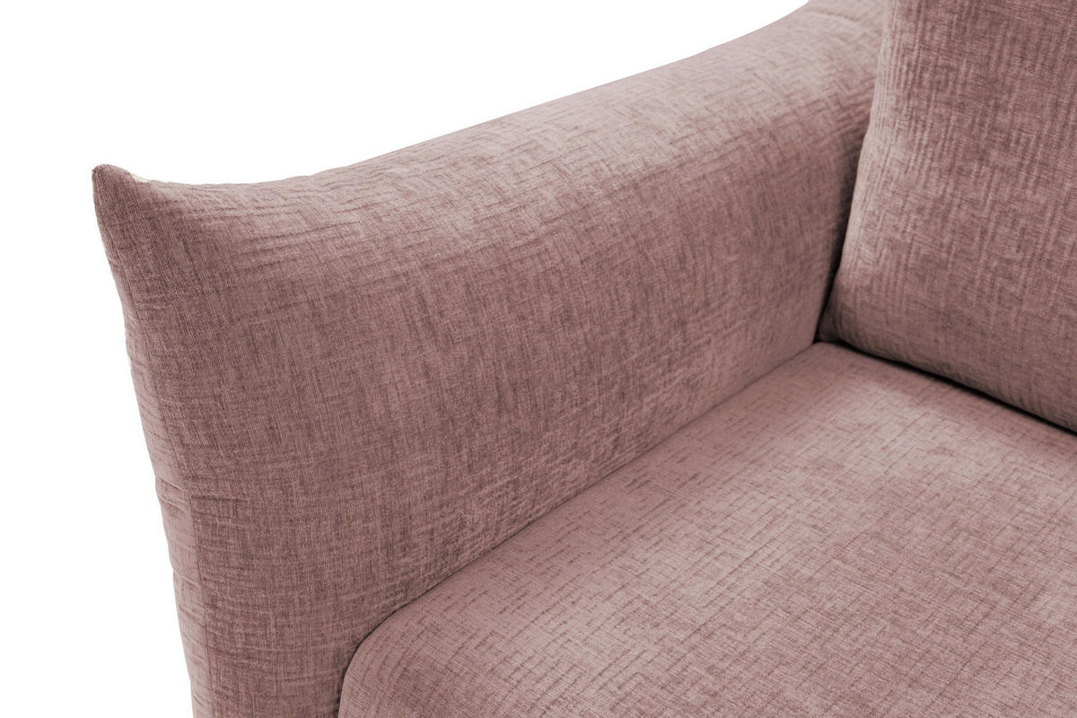 SOFA ADEL - Schlaffunktion Und Bettkasten, Wellenfederung, PUR-Schaum, Schwarze Metallfüße lose Rückenkissen, freistehend, 240x108x75 cm Pink - Pink, Holz/Textil (240/75/108cm) - DomoHome