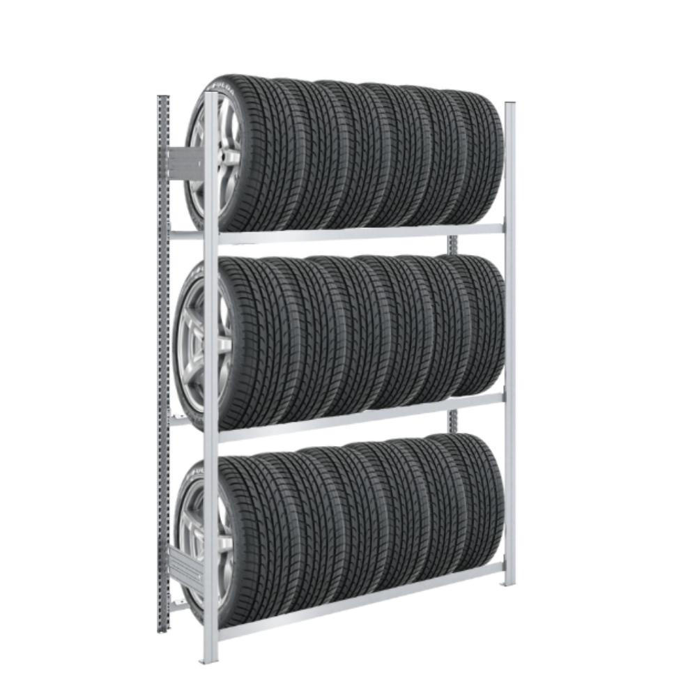 REIFENREGAL TIRE PRO 200x130x43cm 3 Ebenen 150kg Fachlast Bis zu 6 Reifen pro Ebene Verzinkt - Silberfarben, Metall (130/200/43cm) - PROREGAL