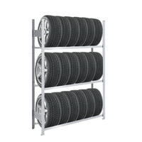 REIFENREGAL TIRE PRO 200x130x43cm 3 Ebenen 150kg Fachlast Bis zu 6 Reifen pro Ebene Verzinkt - Silberfarben, Metall (130/200/43cm) - PROREGAL