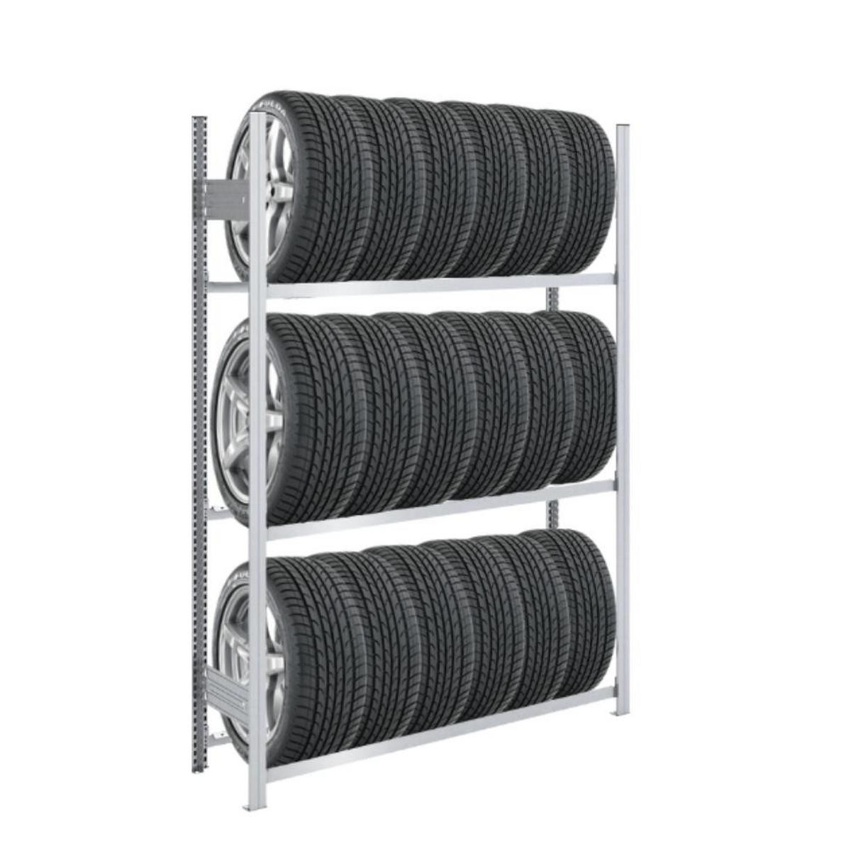 REIFENREGAL TIRE PRO 200x130x43cm 3 Ebenen 150kg Fachlast Bis zu 6 Reifen pro Ebene Verzinkt - Silberfarben, Metall (130/200/43cm) - PROREGAL
