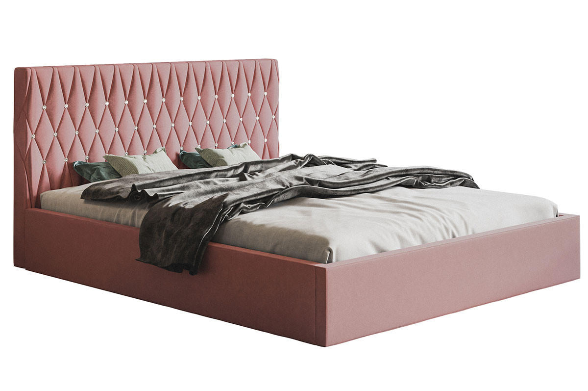 BETT Rosa OLDO 3 Gepolstert Mit Bettkasten 120x200 cm - Rosa, Textil (120/200cm) - Sepro Meble