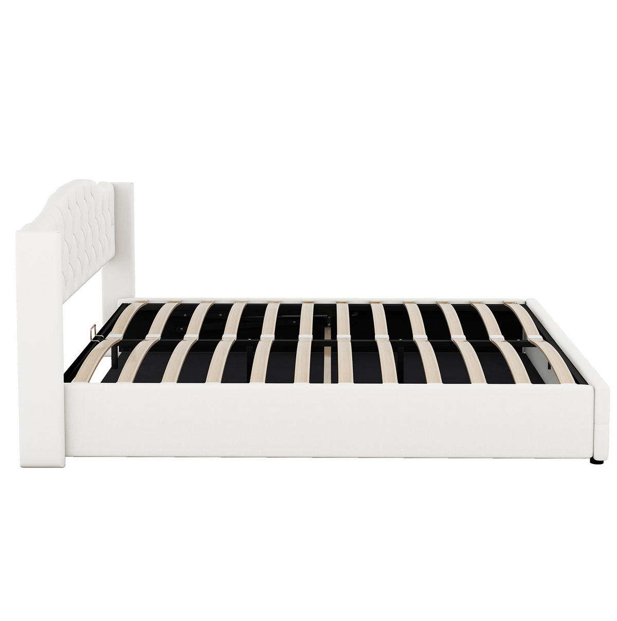 BETT mit Bettkasten 180x200 cm Beige - Beige, Metall (180/200cm) - Meubliv