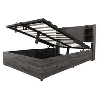 POLSTERBETT 140/200 cm Grau mit Stauraum, Ausgestattet mit USB und Tape-C-Steckdose - Grau, Holz (140/200cm) - Oxeza