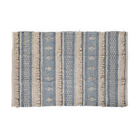 TEPPICH 180 x 120 x 2 cm Blau Baumwolle Weiß Boho - Weiß, Naturmaterialien (120/180cm) - DKD Home Decor