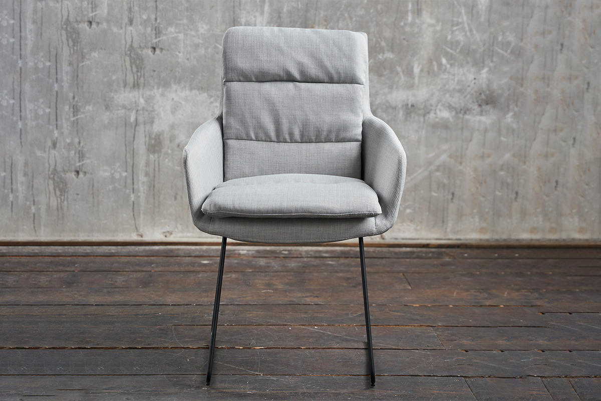 STUHL VINCE Hellgrau Webstoff - Hellgrau, Textil (60/92/58cm) - KAWOLA