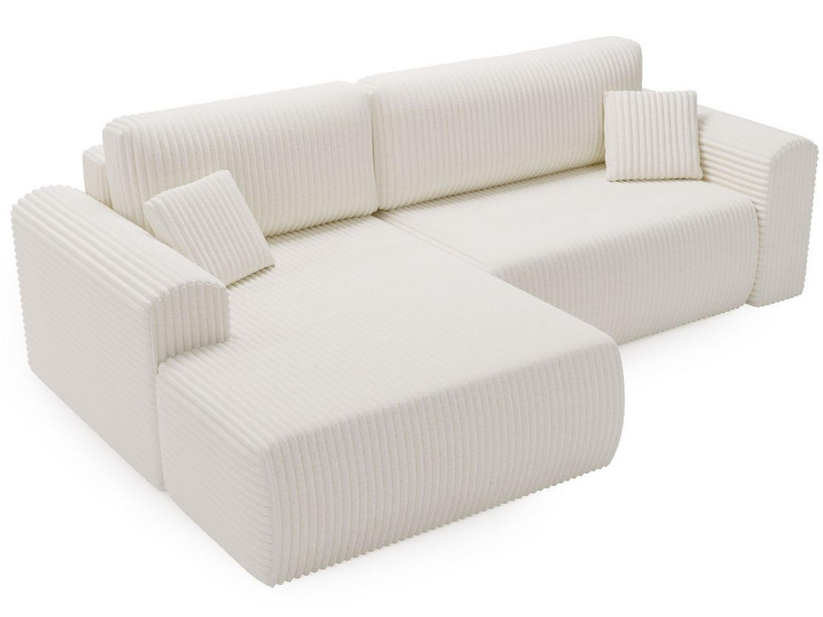 ECKSOFA Belvio Creme Links - Creme/Schwarz, Holz/Textil (257/177cm) - Graingold