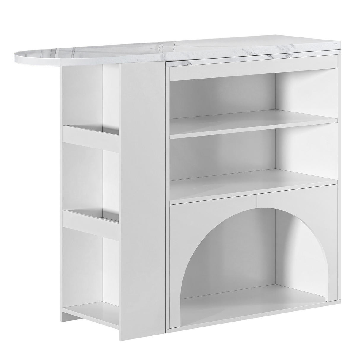 BAROVÝ a jídelní stůl 120(+80)/40/100 cm bílý z MDF s výsuvnou deskou a úložným prostorem - bílá, kompozitní dřevo (120/40/100cm) - OKWISH