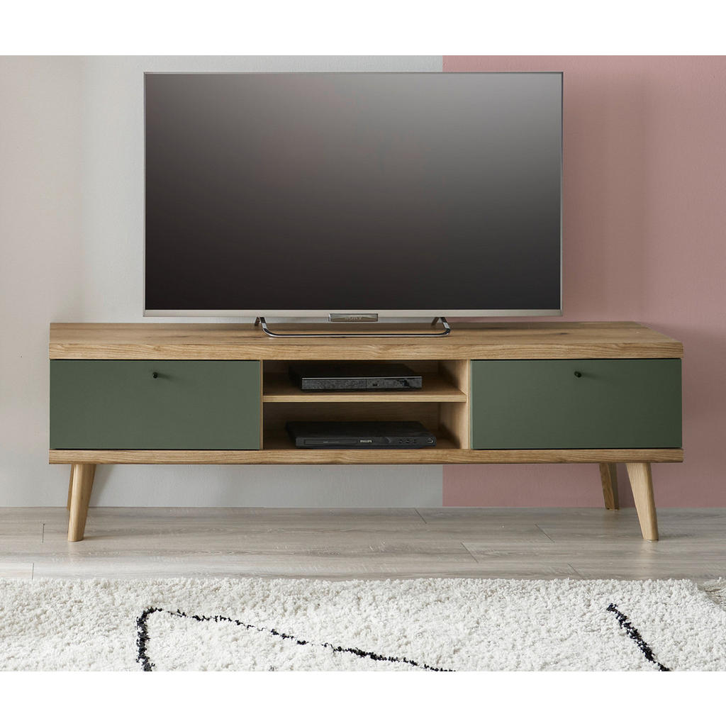Thumbnail - Furn.Design Tv-Lowboard, Salbeigrün, Eiche, Metall, Nachbildung, Echtholz,Eiche, Holz Optik, Uni, 1 Fächer, Rechteckig, ...