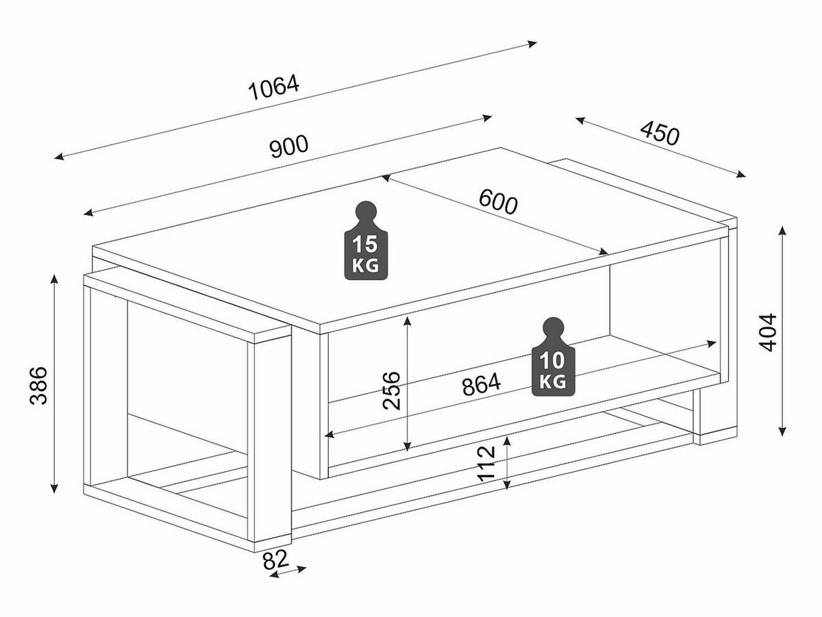 COUCHTISCH - 106.4 cm x 60 cm - holz - schwarz Comebi - Schwarz, Holz (60/106.4/40.4cm) - Vente-Unique
