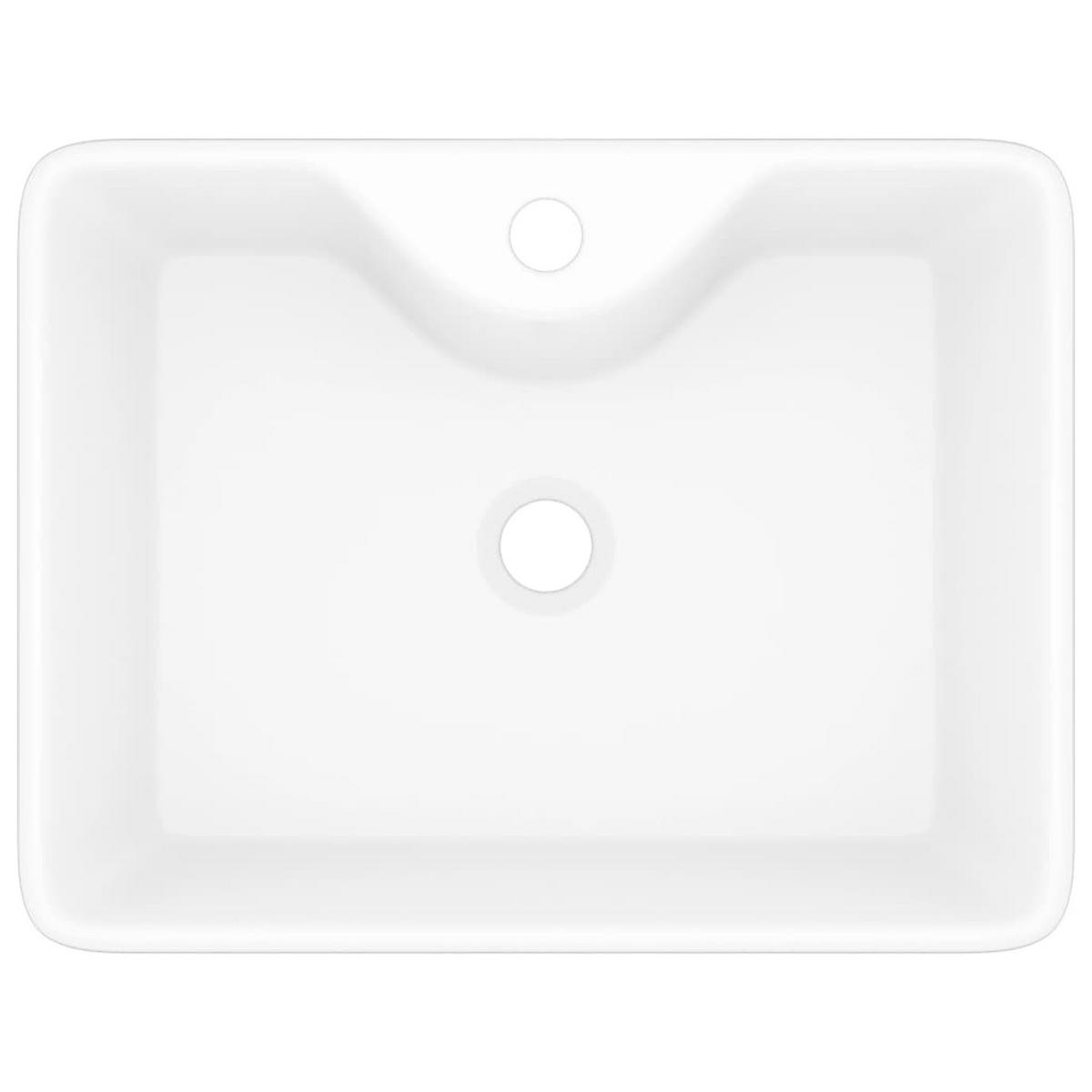 WASCHBECKEN mit Hahnloch 48/37/13,5 cm aus Keramik Weiß - Weiß, Keramik (48/13.5/37cm) - vidaXL