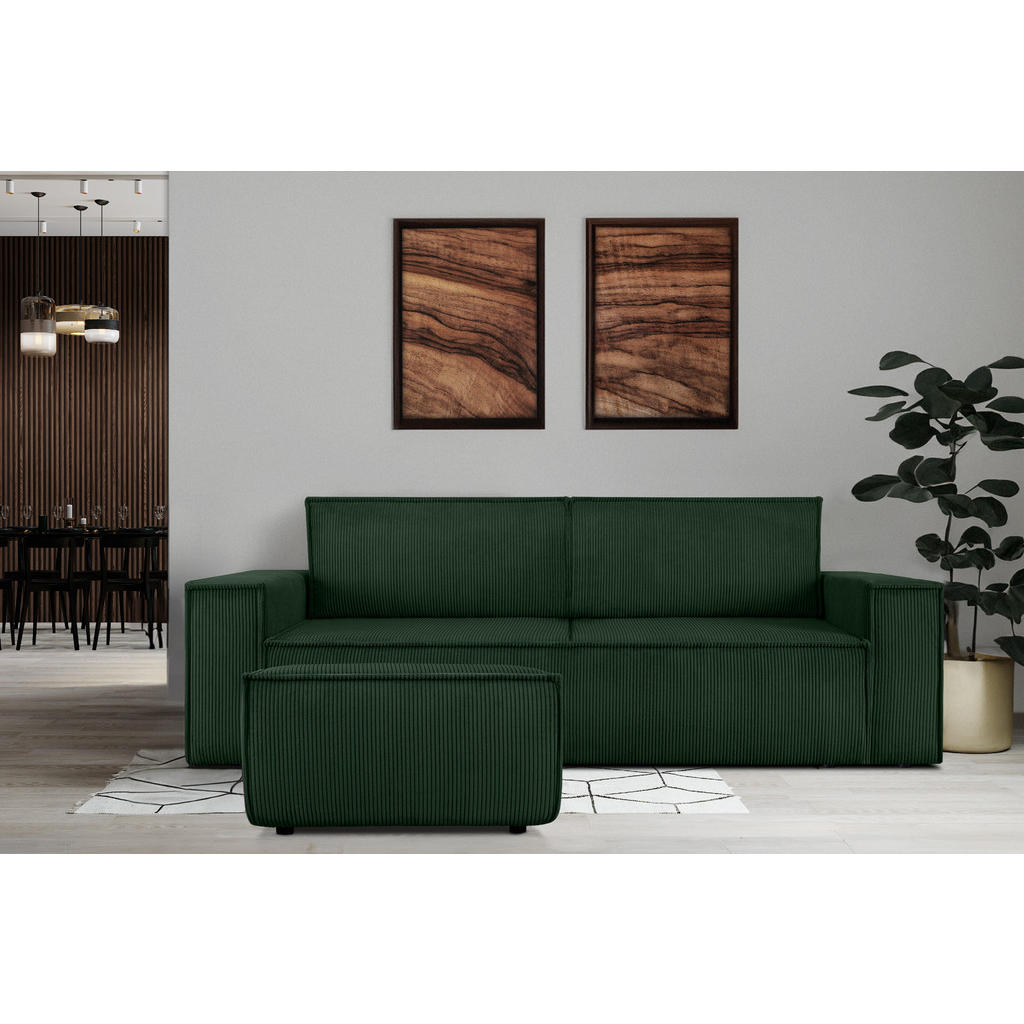 Thumbnail - Konsimo® Sitzpouf, Dunkelgrün, Textil, 83x45x83 cm, FSC 100%, Hergestellt in Europa, Wohnzimmer, Hocker, Poufs