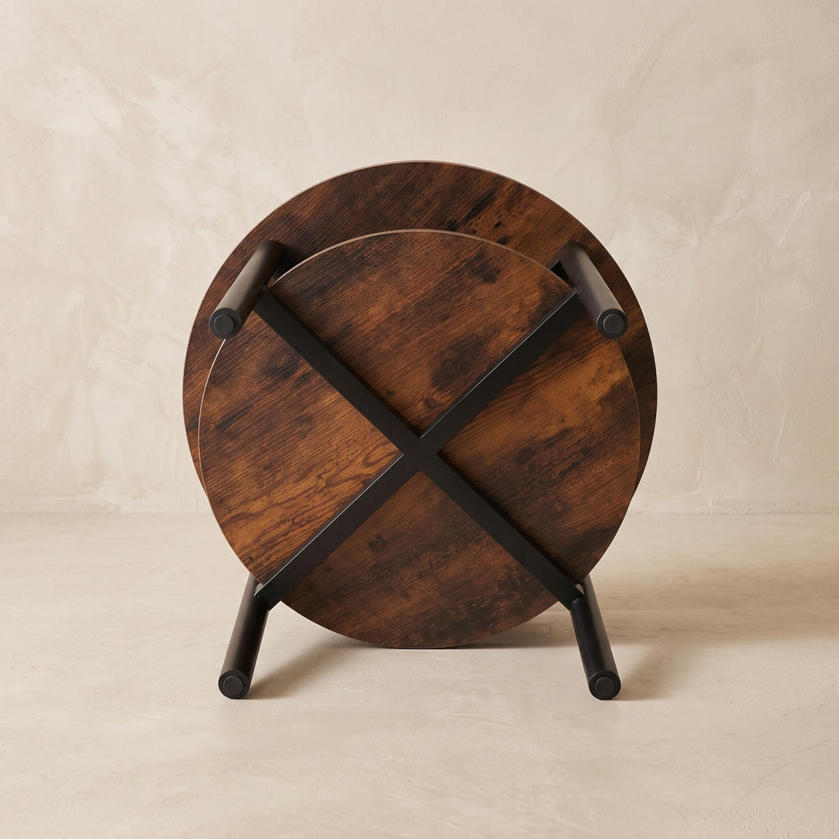 COUCHTISCH zweistöckig rund Braun 60/60/45 cm - Braun, Holzwerkstoff (60/60/45cm) - SCENA LIVING