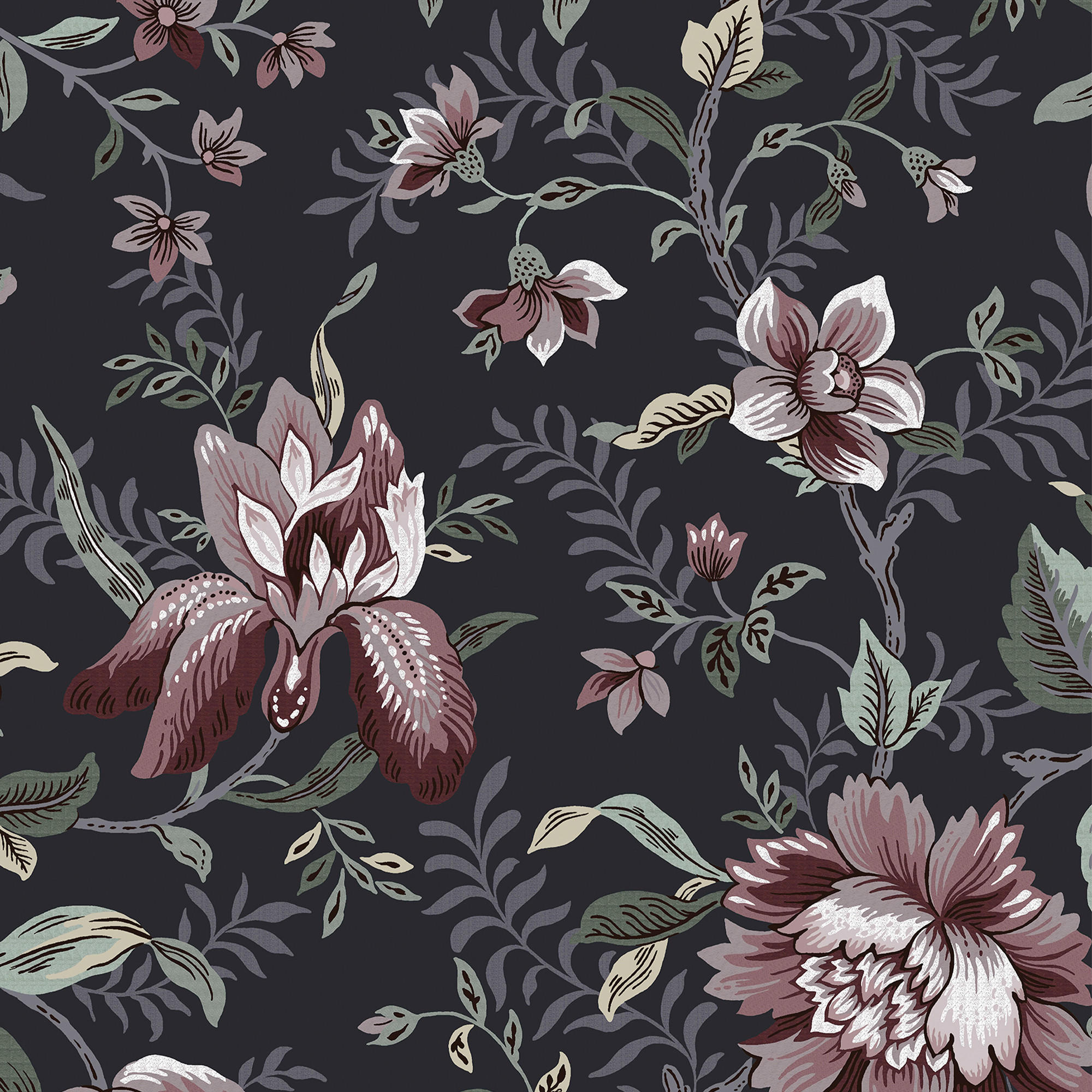 VLIESTAPETE Edita Garden Charcoal Grey - Grau, Papier/Kunststoff (52/1000cm) - LAURA ASHLEY