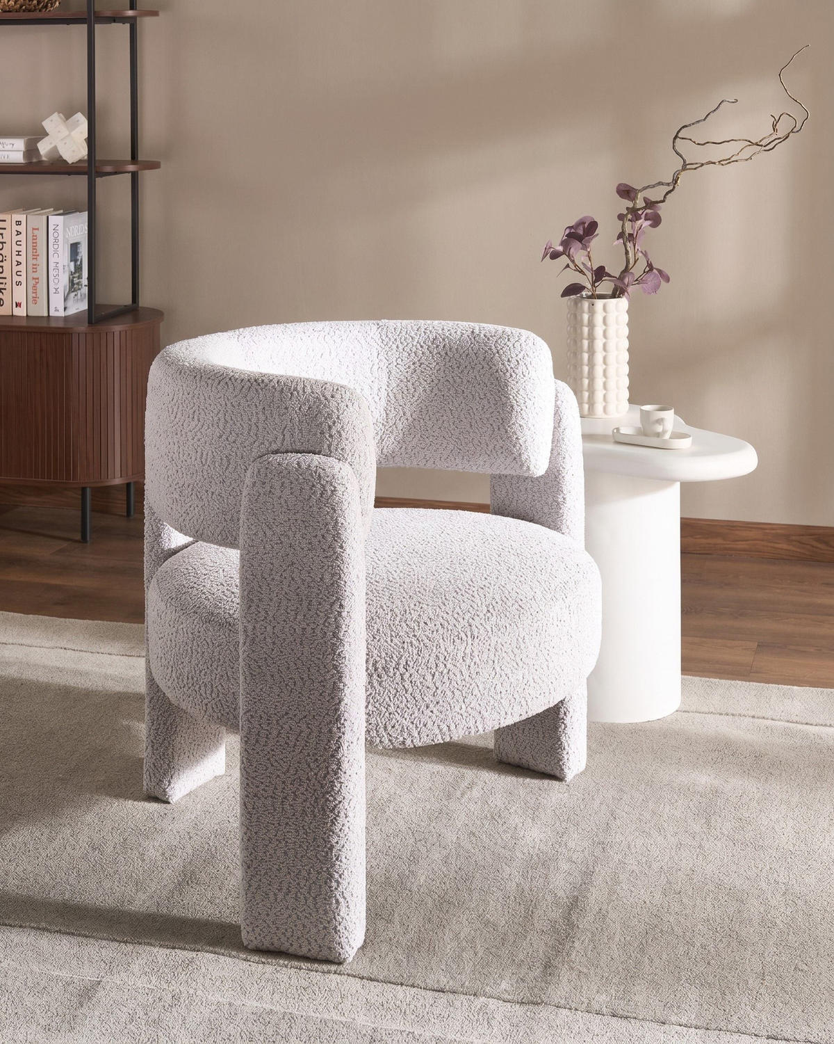 SESSEL Chenillegewebe Hellgrau Burea - Hellgrau, Textil (80/75/70cm) - Beliani