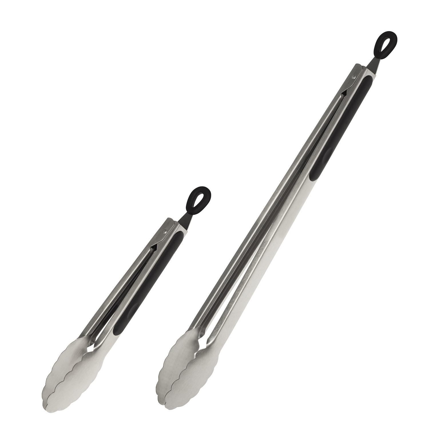 GRILLZANGEN 2er-Set, schwarz - Edelstahlfarben, Metall (44.5cm) - bremermann