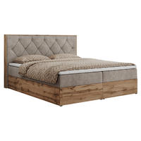 BOXBETT VENETO 180/200 Beige Struktur - H3 - Beige, Holz/Textil (180/200cm) - MKS