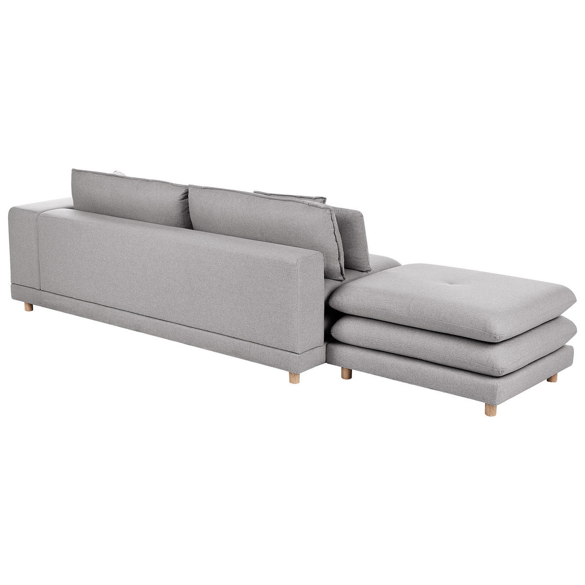 2-SITZER-SOFA mit Ottomane Stoff Grau Heden - Dunkelgrau/Braun, Textil (197/81/86cm) - Beliani