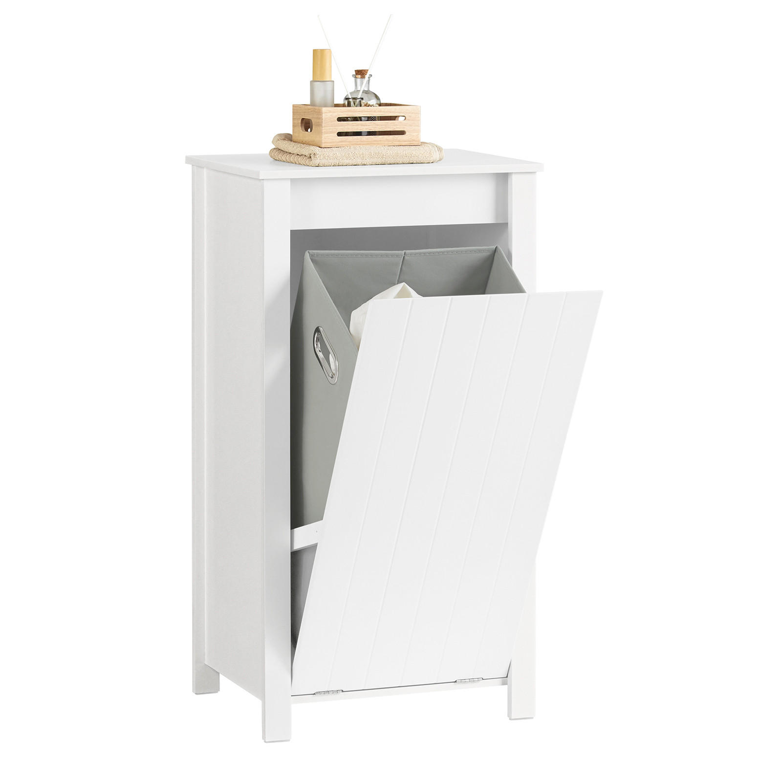 WÄSCHESCHRANK mit Wäschesack Weiß - Weiß, Holzwerkstoff (45/86/35cm) - SoBuy