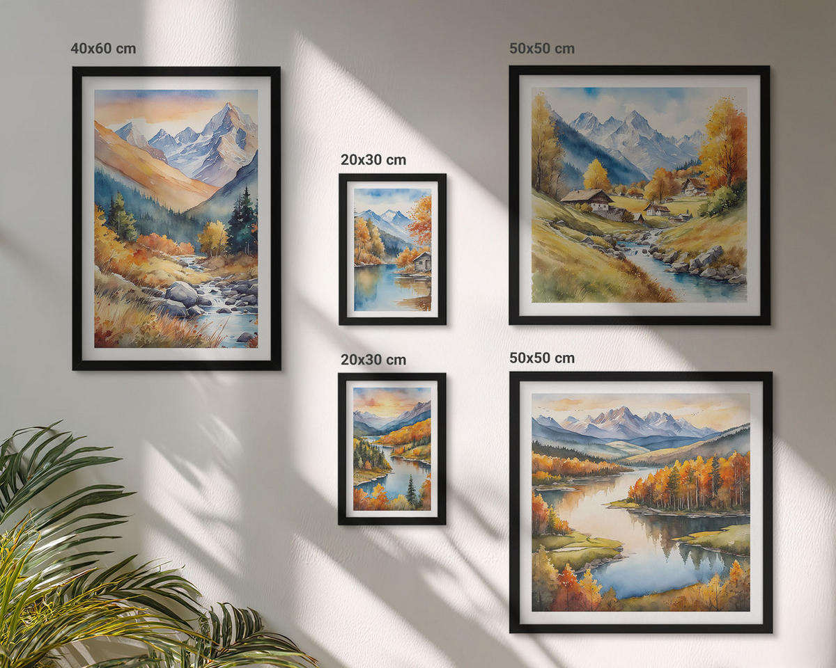 BILDER SET 5er Set - 50x50 cm & 20x30 cm & 40x60 cm Schwarzer Rahmen - Ansichten der Zitronenarchitektur von Positano - Schwarz, Kunststoff (40/60cm) - TULUP