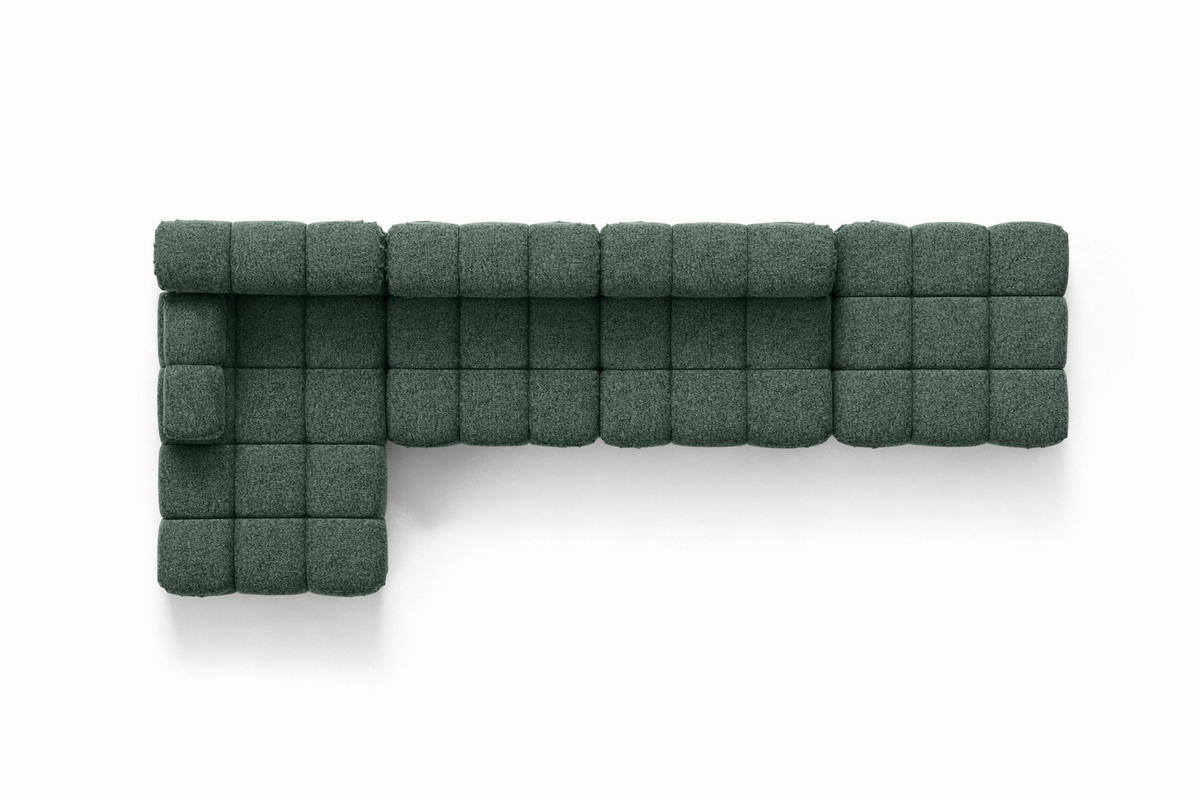 ECKSOFA L-Form XL, Stoff Bouclé Abriamo, Dunkelgrün, Links, Selia L XL - Dunkelgrün, Holz (380/160cm) - Kaiser Möbel