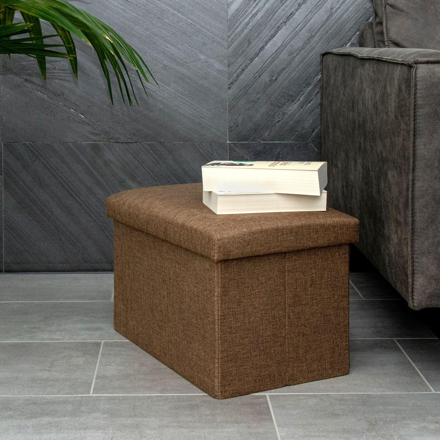 Thumbnail - Intirilife Sitzbank, Braun, Textil, 49x30x30 cm, Wohnzimmer, Hocker, Sitzwürfel