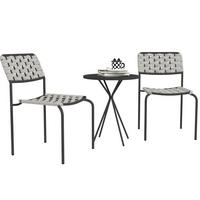 BALKONSET Gartenmöbel-Set 46/60/80 cm aus Stahl mit 2 stapelbaren Stühlen und Rundtisch Grau - Grau, Metall