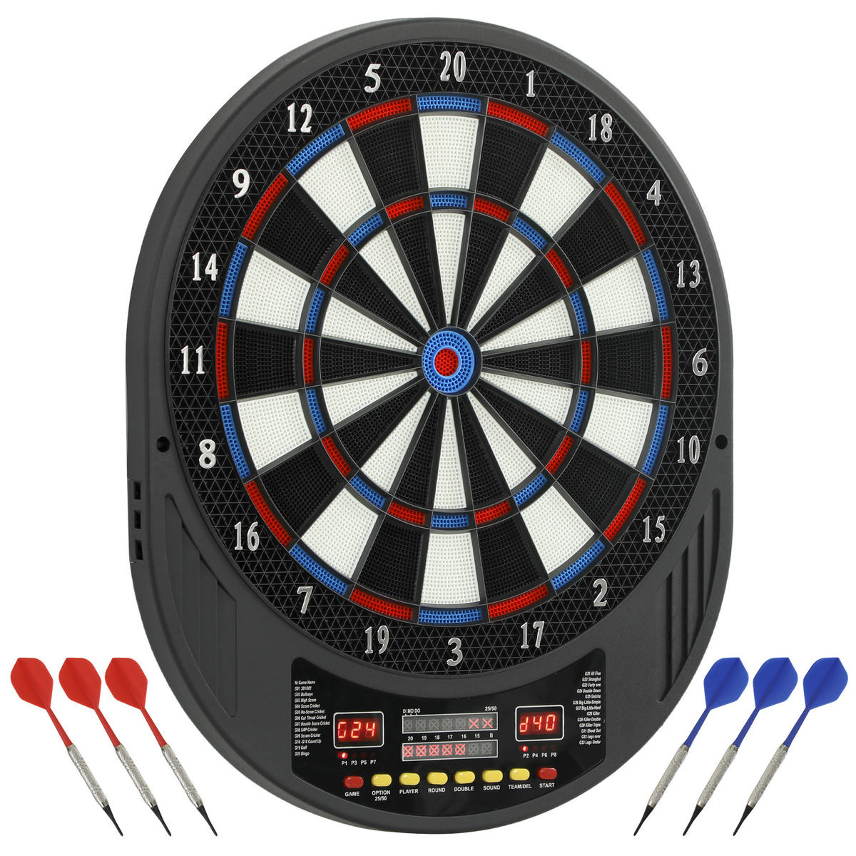 DARTSCHEIBE DE-18831 33 Spiele, 202 Variationen - Schwarz, Kunststoff (44/2.8/53cm) - ComfortXL
