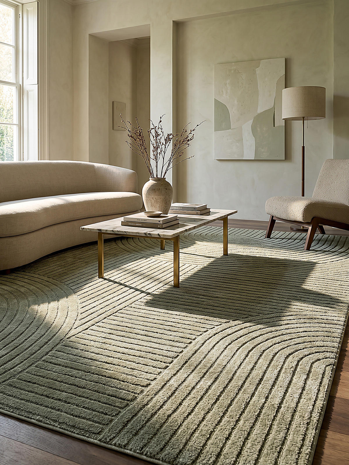 KURZFLORTEPPICH Geometrisch CETINA Polypropylen - Grün, Textil (240/340cm) - KADIMA DESIGN