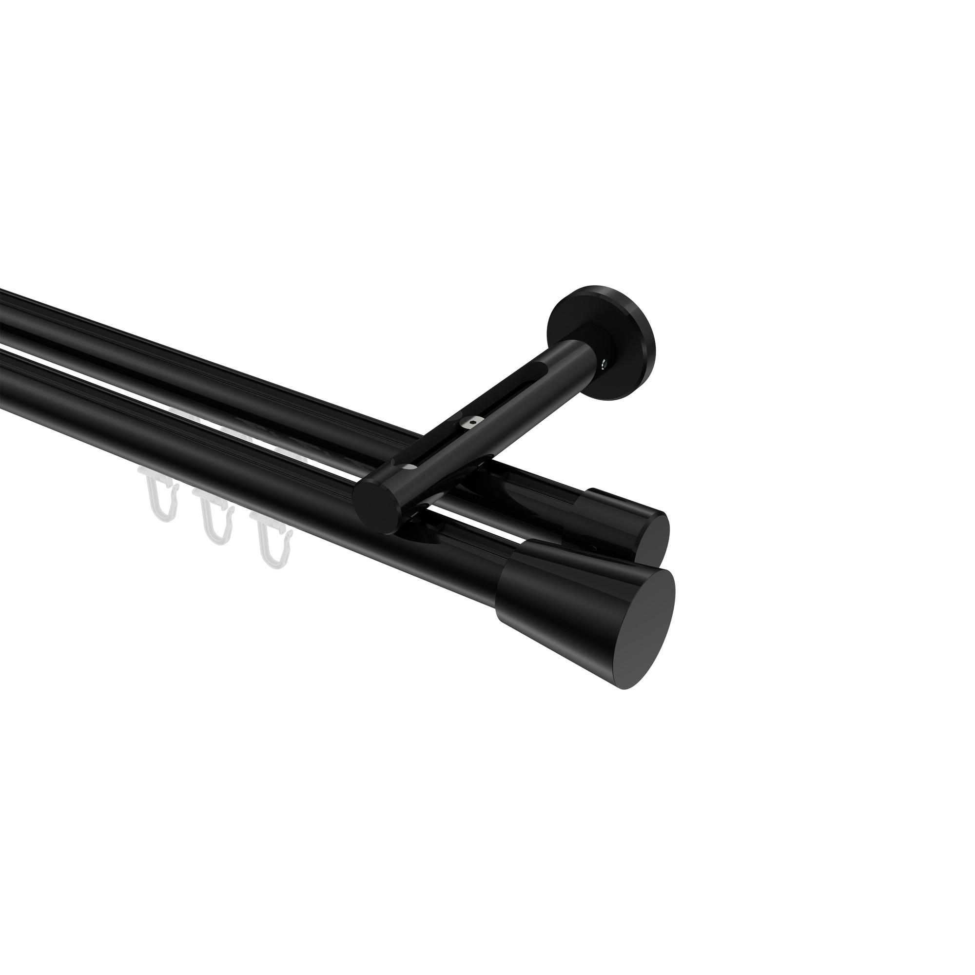 INNENLAUF-GARDINENSTANGEN-SET Siteno Sitra 140 cm, 2-läufig, 20 mm Ø Schwarz - Schwarz, Metall (140cm) - INTERDECO