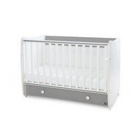 BABYBETT Dream NEW 120 weiß dunkelgrau 120 x 60 cm, Schaukelbett, Schreibtisch, Hubgitter, 2 Höhenpositionen - Grau, Holzwerkstoff (60/120cm) - Lorelli