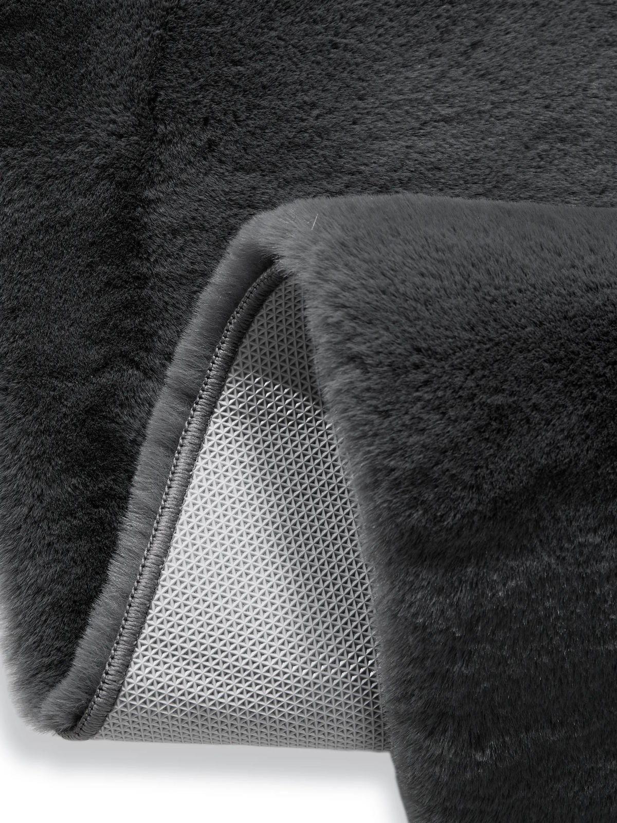 KUNSTFELL-TEPPICH Dave Anthrazit 80x240 cm - Anthrazit, Textil (80/240cm) - benuta Nest