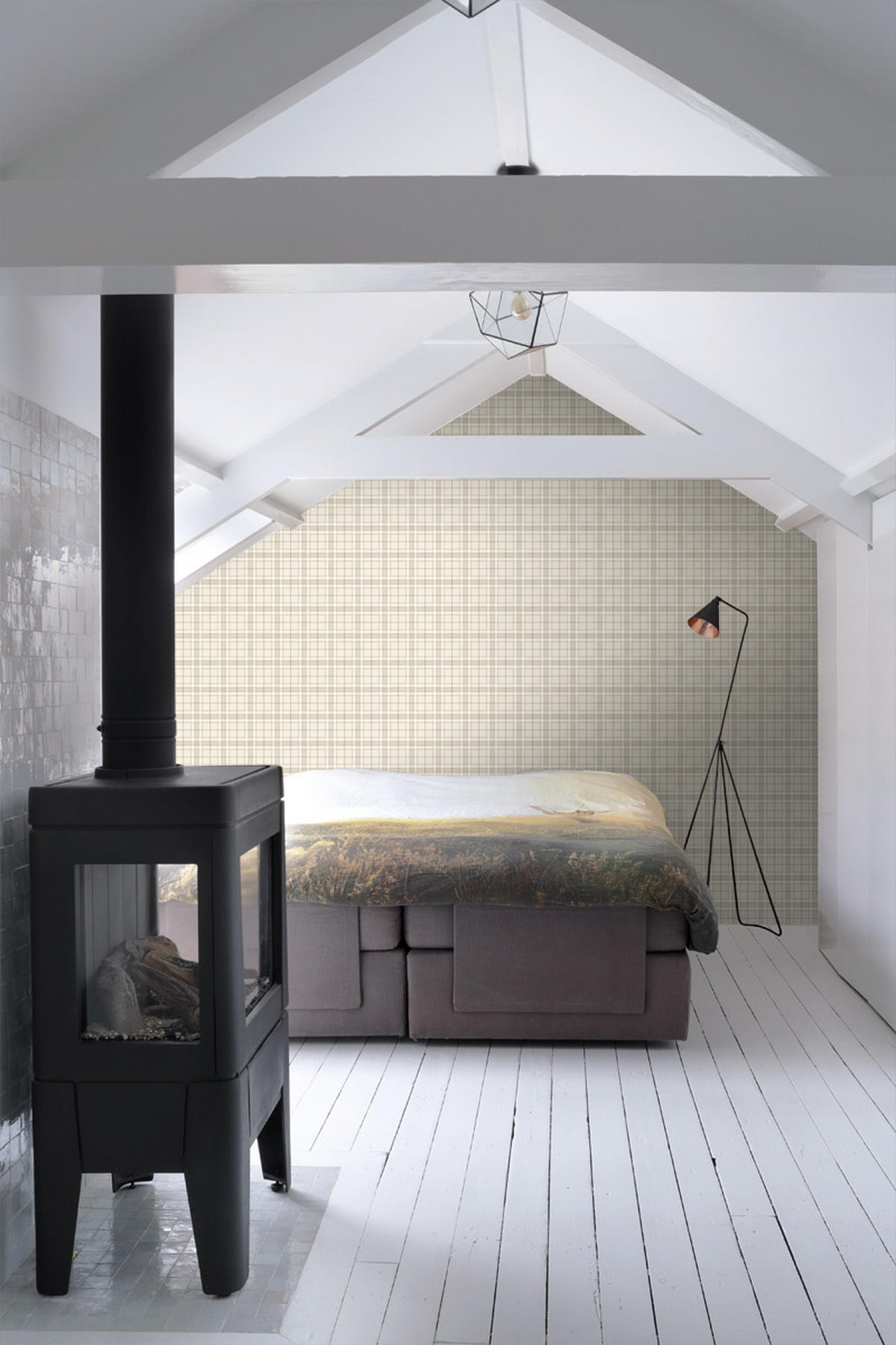 TAPETE Karomuster 53 cm x 10.05 m - Beige, Papier (53/1000cm) - ESTAhome