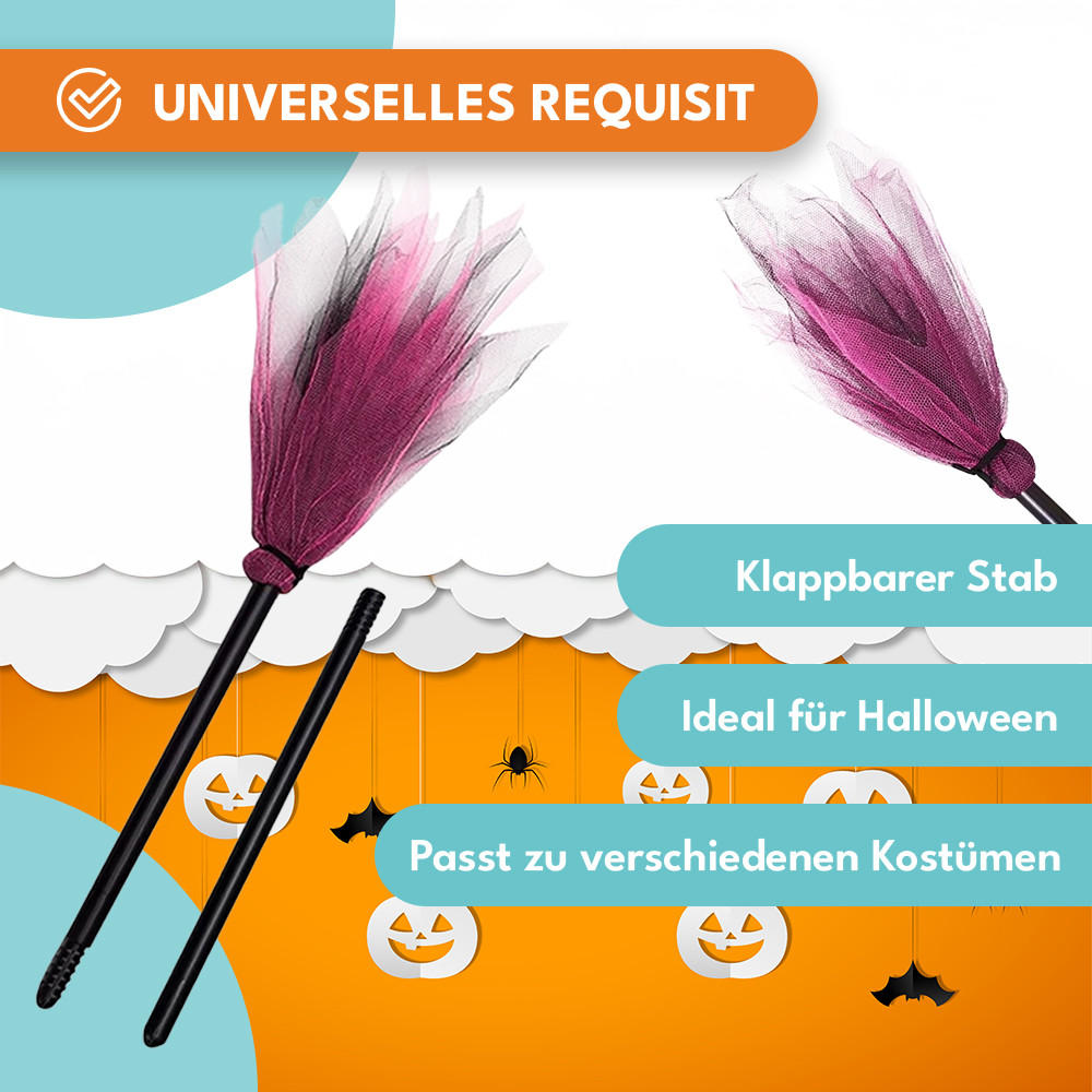 HEXENBESEN Halloween Rosa - Pink, Kunststoff (87/4/87cm) - KRUMAD