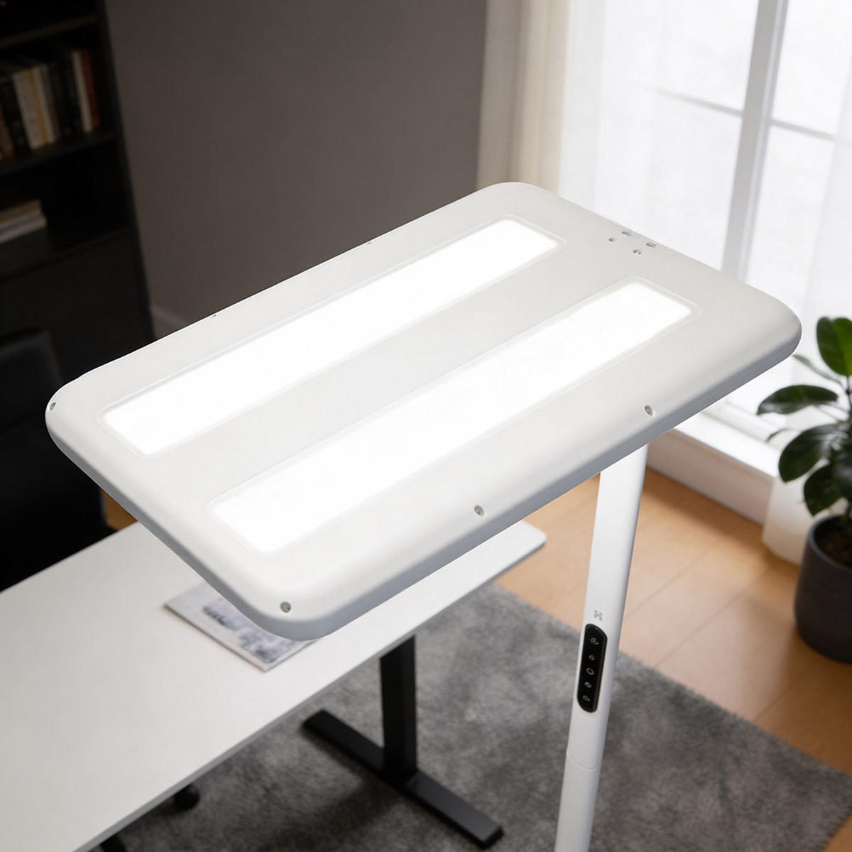 LED Büro Stehleuchte VEKOR - Weiß - Weiß, Metall (6.3/33.5/200cm) - Home Deluxe