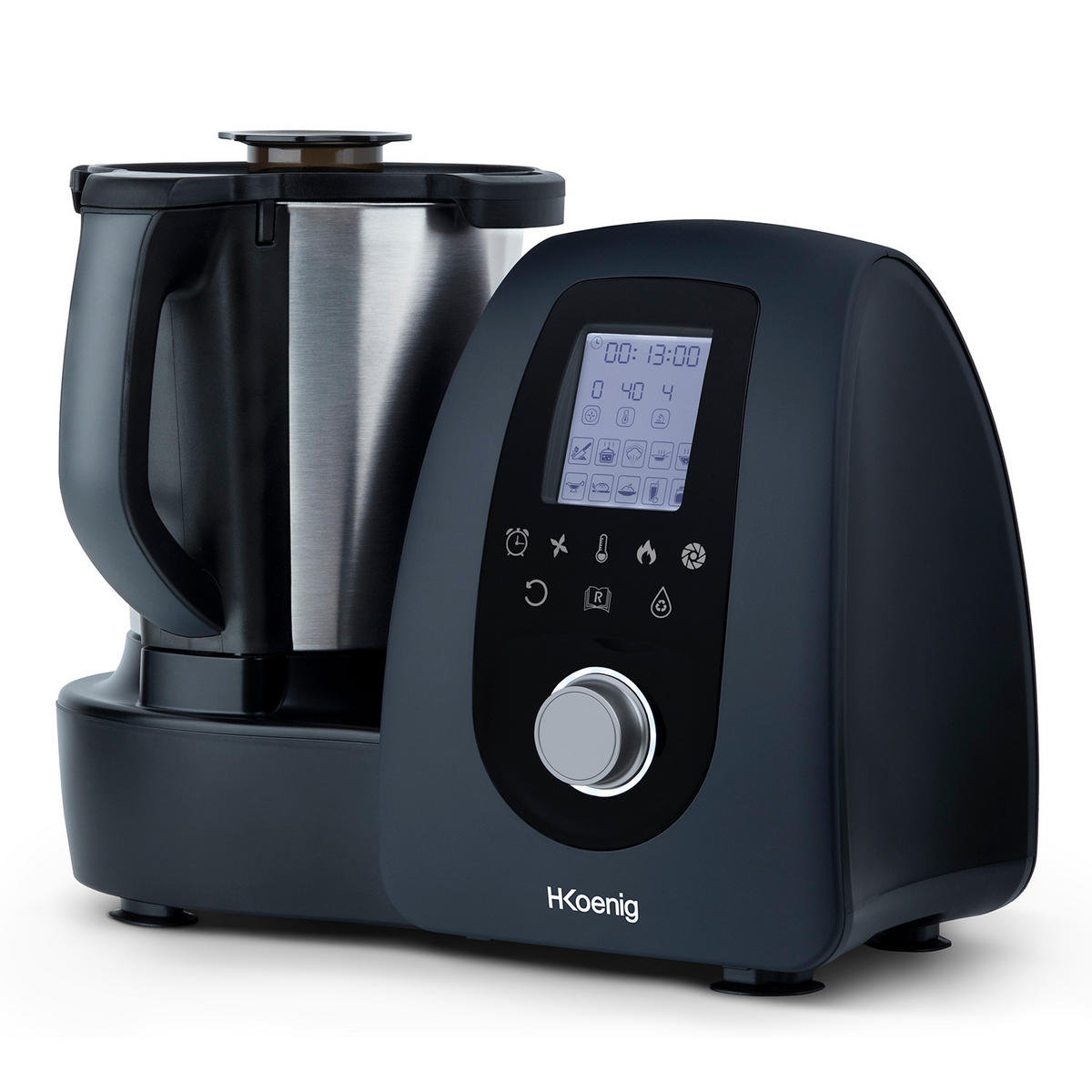 KOCHMASCHINE HK8 Schwarz, 30+ Kochfunktionen, 10 Geschwindigkeiten, einstellbare Temperatur bis zu 4 Zubereitungen gleichzeitig - Schwarz, Metall (48.8/44/30cm) - HKoenig
