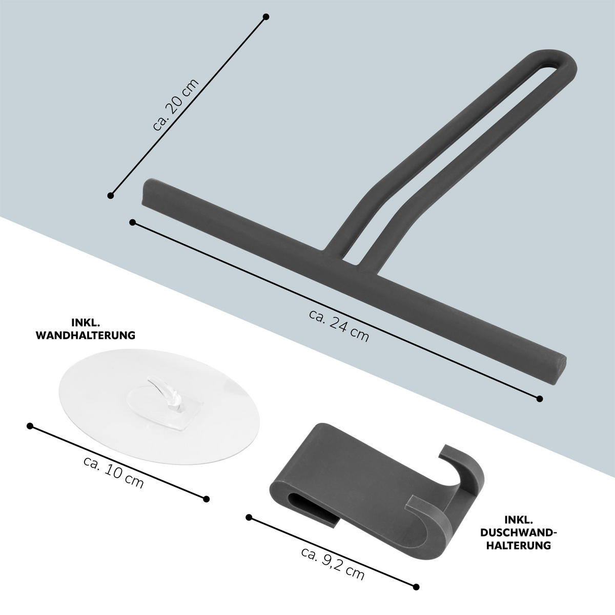 DUSCHABZIEHER 2er-Set, grau, Edelstahl - Grau, Metall (24/20/2cm) - bremermann