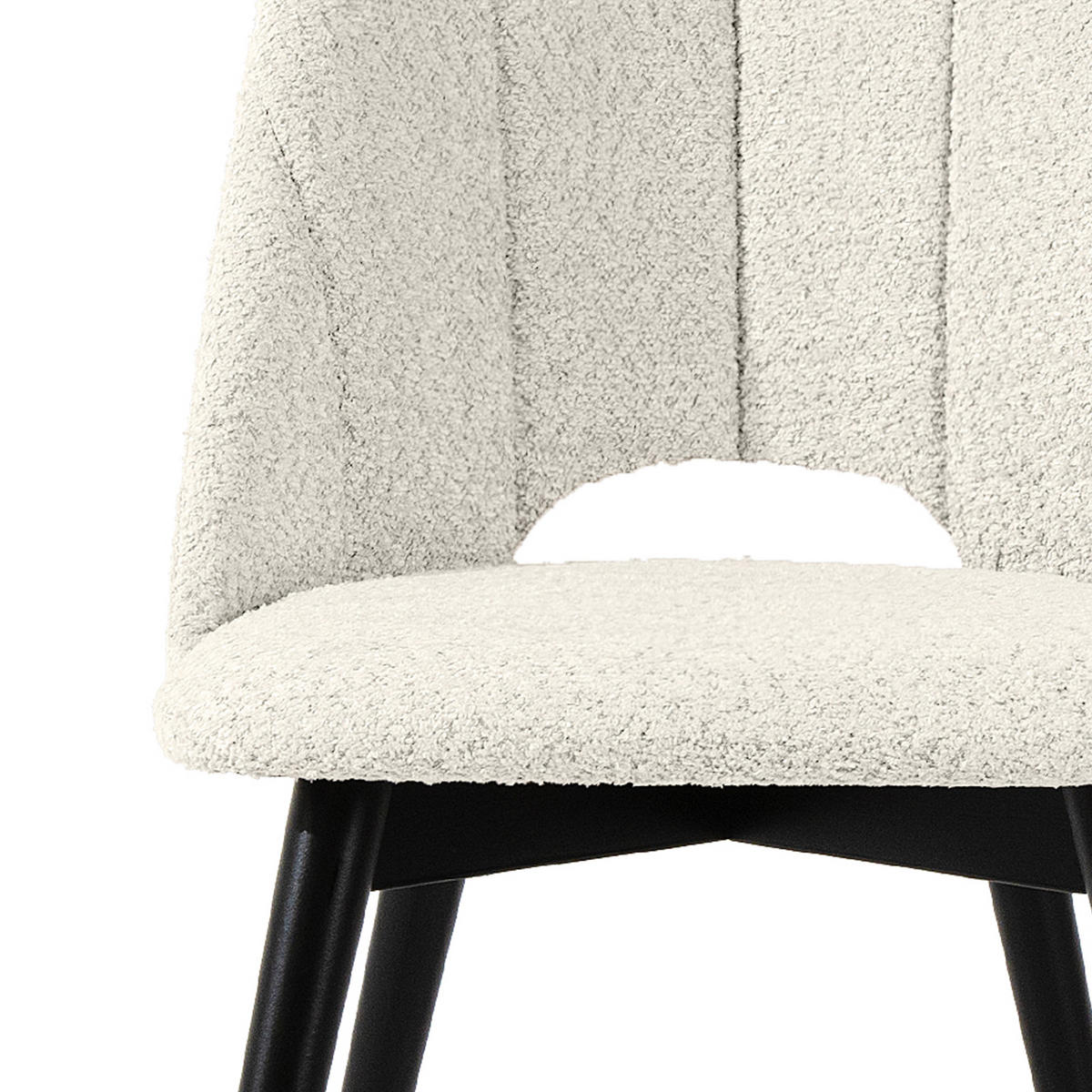 POLSTERSTUHL TINO Wohnzimmerstühl, 2-er Set, Bouclé - Schwarz/Weiß, Holz/Textil (48/86/44cm) - KONSIMO®