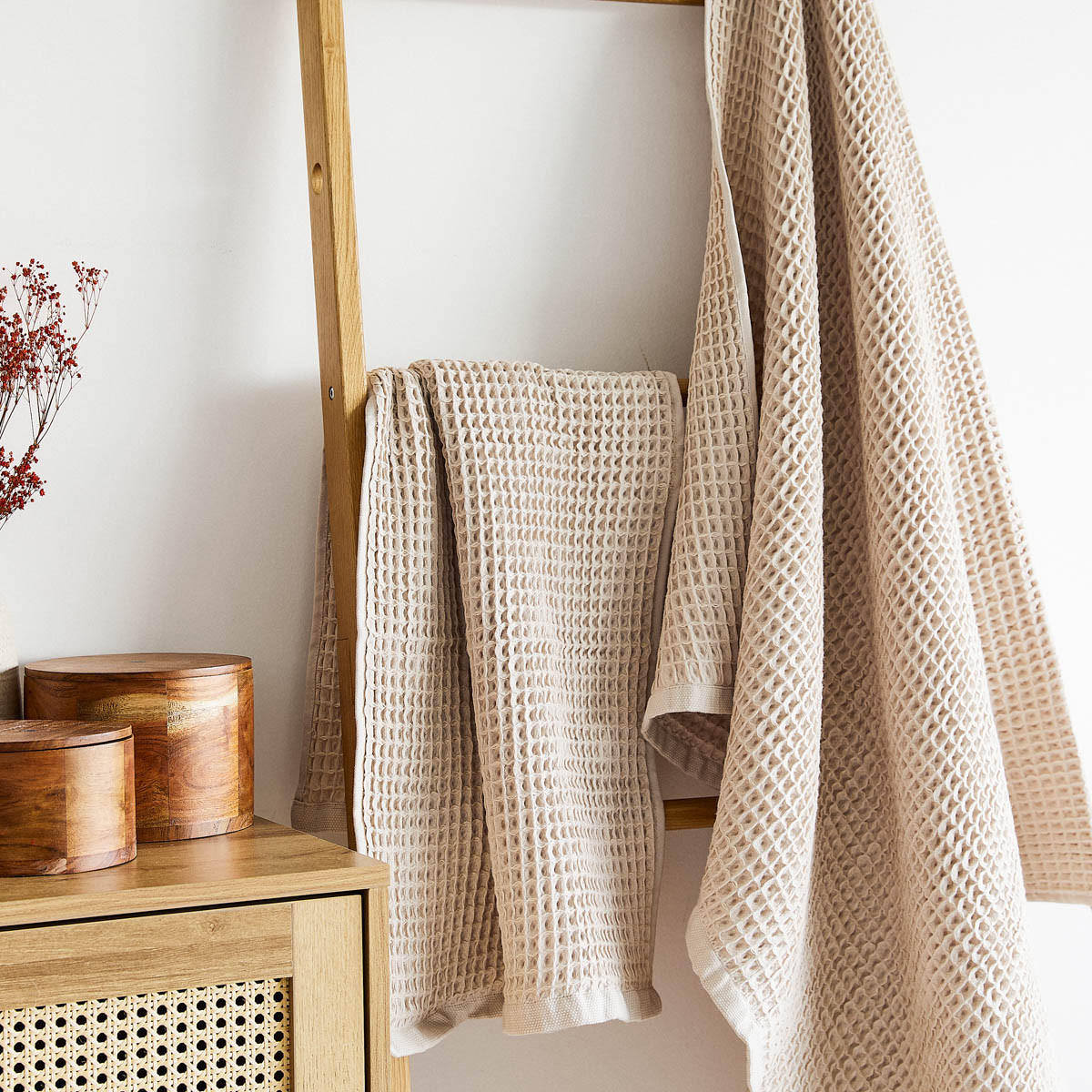 BADETUCH Vaffel beige 100/150 cm - Beige, Textil (100/150cm) - Homla