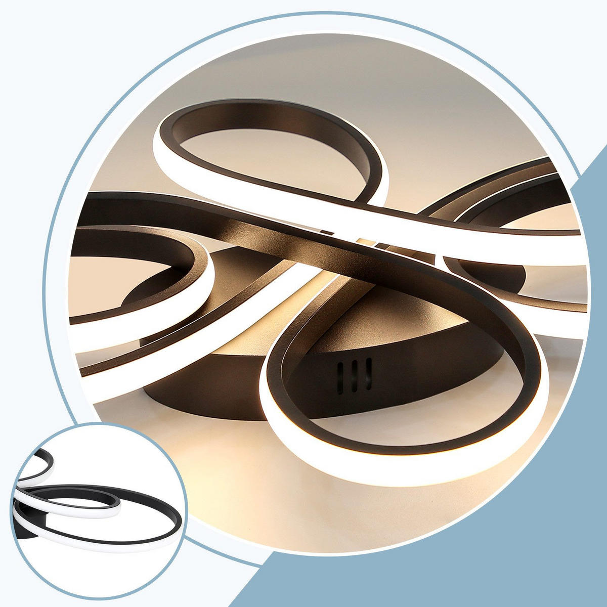 LED-DECKENLEUCHTE Falterstil 66/41/10 cm - Schwarz, Metall (66/41/10cm) - Nettlife