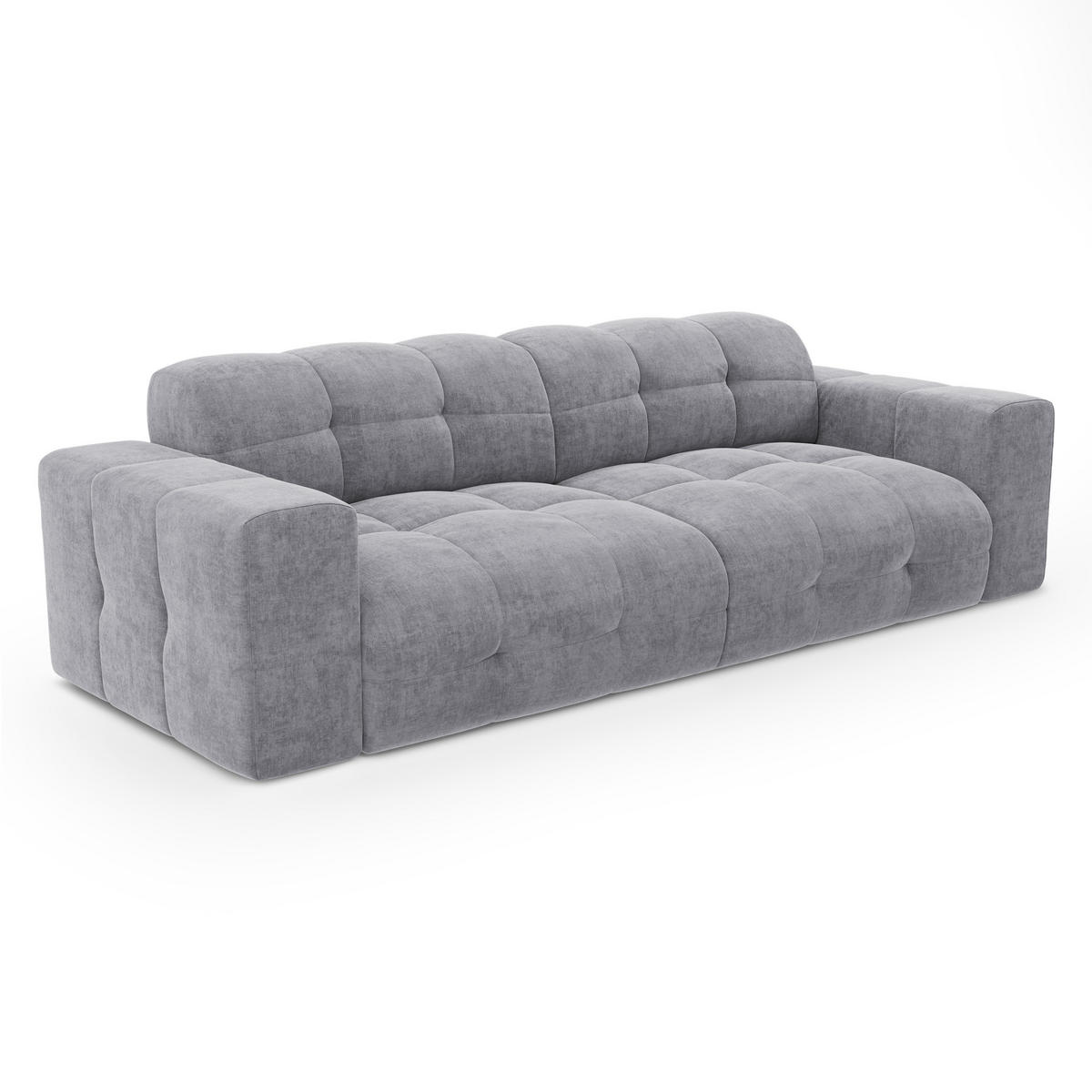 SCHLAFSOFA GERADE Samt Betongrau 230cm - Grau, Textil (230/45/32cm) - Sia Home