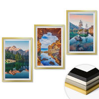 WANDBILDER 3er Set - 40x60 cm Goldrahmen - Spiegelungen der Felsen in Bergseen - Goldfarben, Kunststoff (40/60cm) - ArtPrintCave